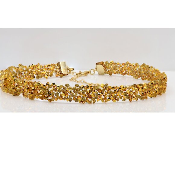 Sparkly Yellow Choker Necklace Adjustable Length Rhinestone Chokers (#35) - Picture 4 of 12